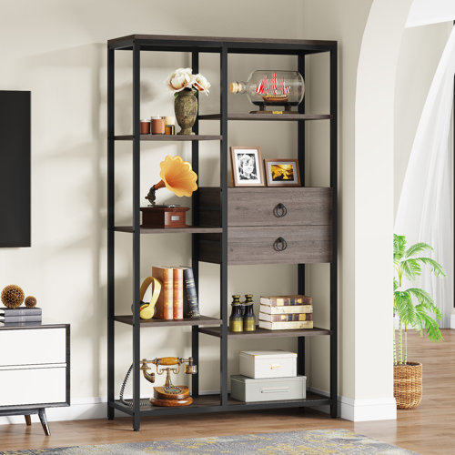 17 Stories Freestanding Etagere Bookcase with Drawers Wayfair